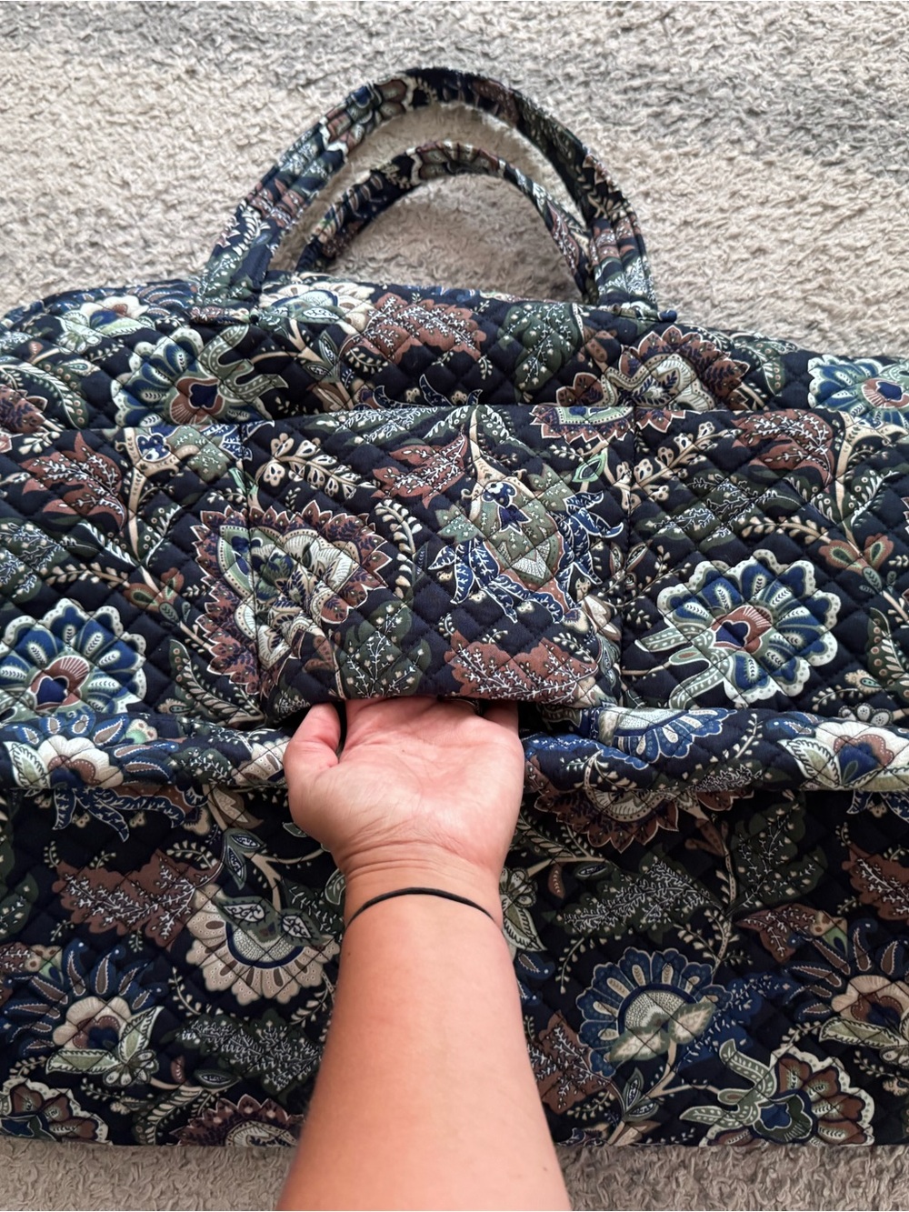 Vera Bradley Grand Traveler Travel Duffel Bag Java Blue Quilted Large Carry-on - Picture 4 of 5